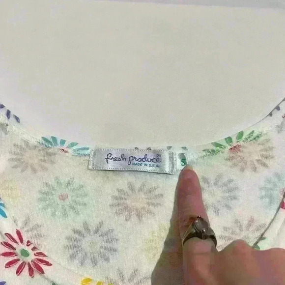 Vintage Fresh Produce Floral Scoop Neck Dress USA Cotton Mini Small Womens - Picture 3 of 11